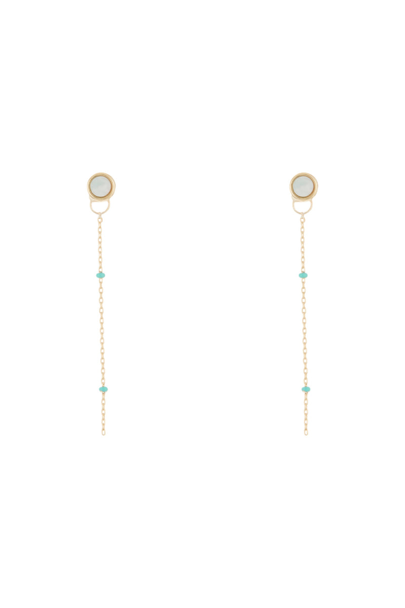 Green Amazonite 'Pola' Earrings - Gold Brass