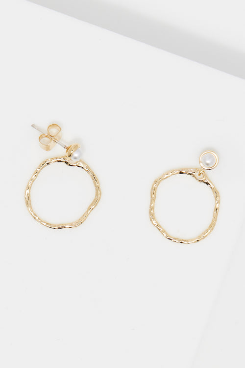 Priska' Pearl Earrings - Gold Brass