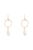 Quitterie' Pearl Earrings - Gold Brass