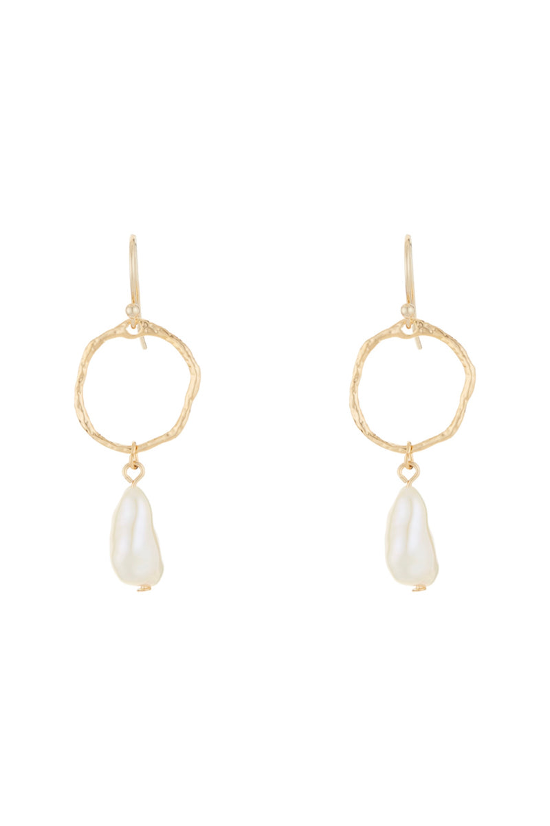 Quitterie' Pearl Earrings - Gold Brass