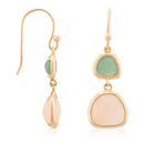 Boucles D'Oreilles "Maïa" Aventurine Rose & Verte - Laiton Doré