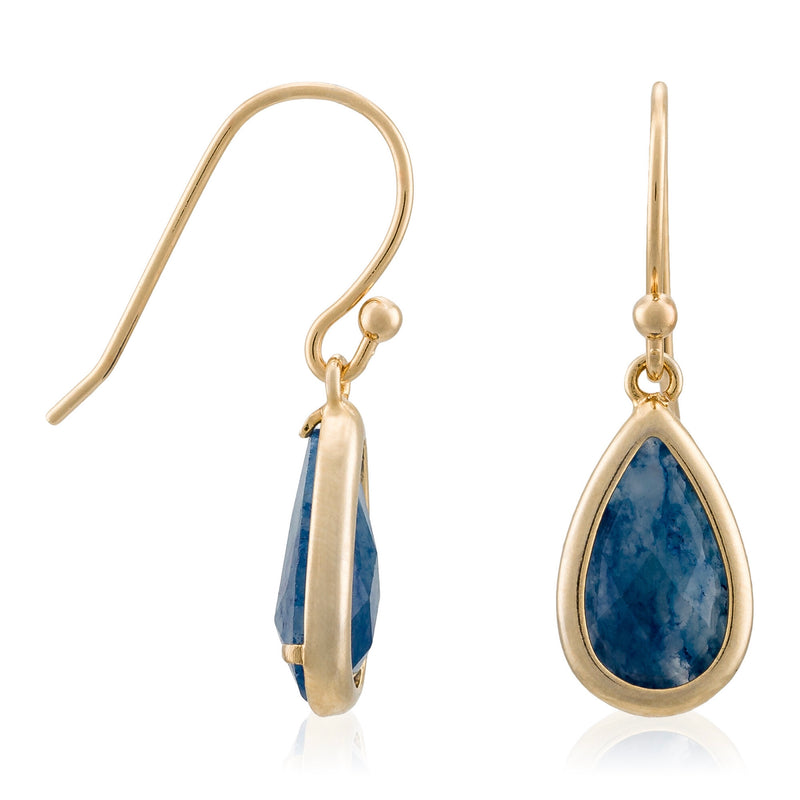 Boucles D'Oreilles "Lila" Aventurine Bleue - Laiton Doré