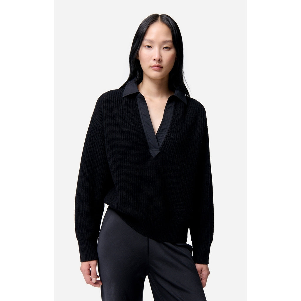 Sweter z dekoltem w serek Fleuriane - Czarny