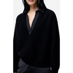 Sweter z dekoltem w serek Fleuriane - Czarny