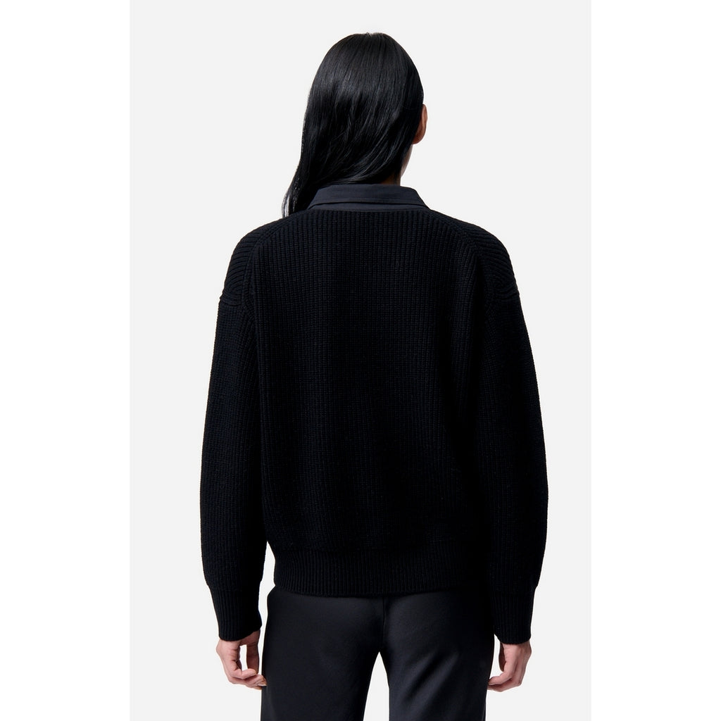 Sweter z dekoltem w serek Fleuriane - Czarny