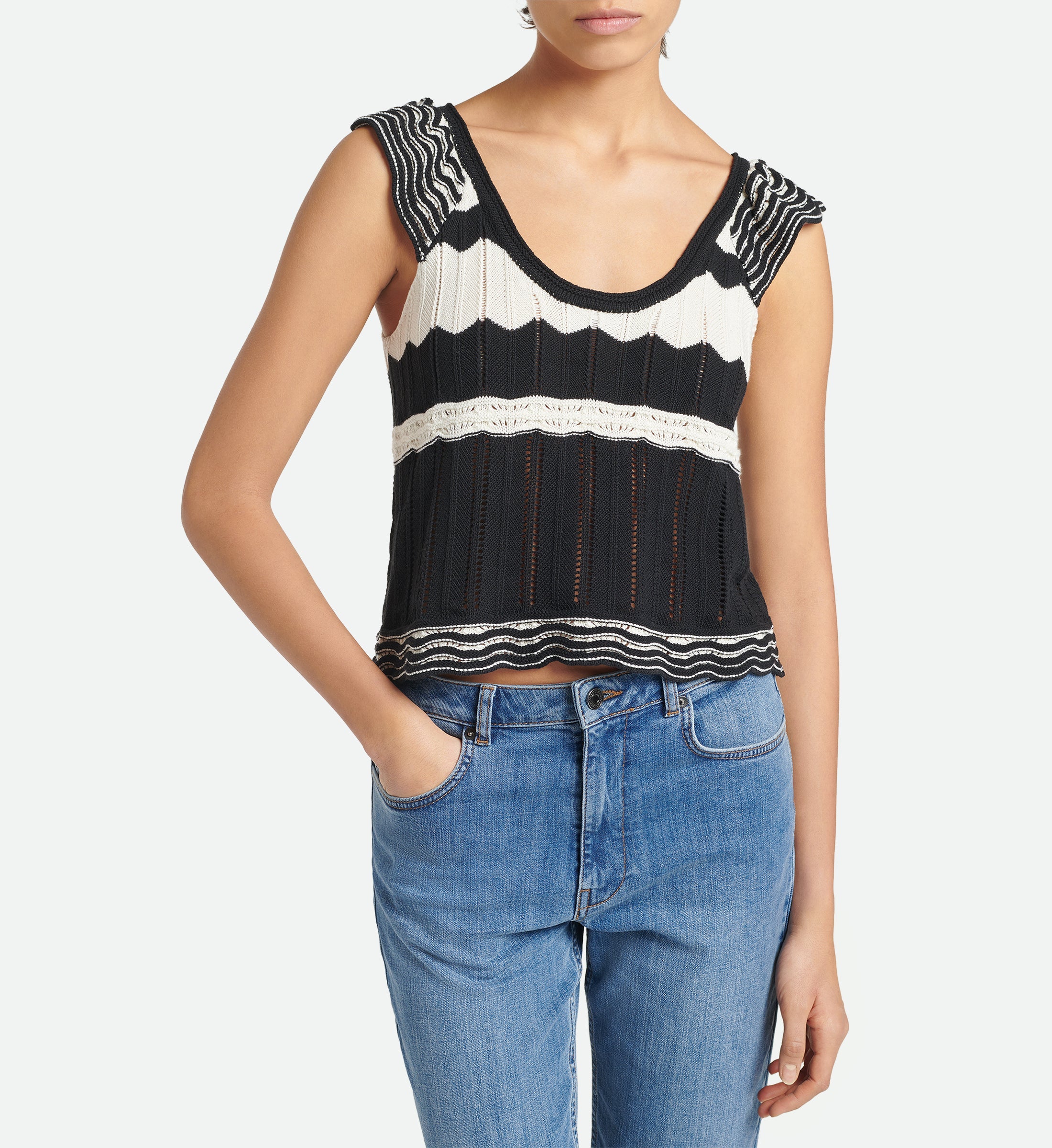 Top Augustina - Ecru/Noir
