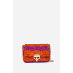 Bolso Mediano Moon de Cuero Trenzado - Multicolor & Naranja