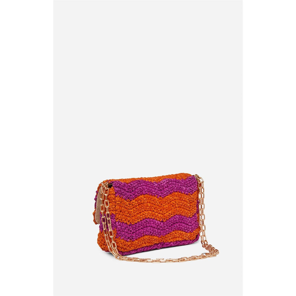 Bolso Mediano Moon de Cuero Trenzado - Multicolor & Naranja