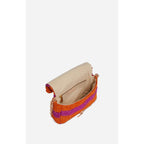 Bolso Mediano Moon de Cuero Trenzado - Multicolor & Naranja