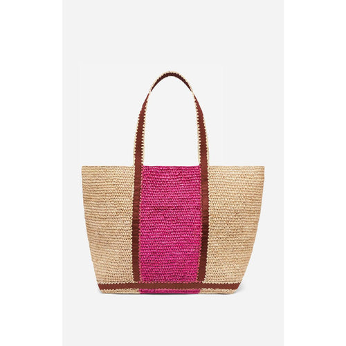 Vanessa Bruno - Cabas L En Cuir Et Raphia - Multico/Rose