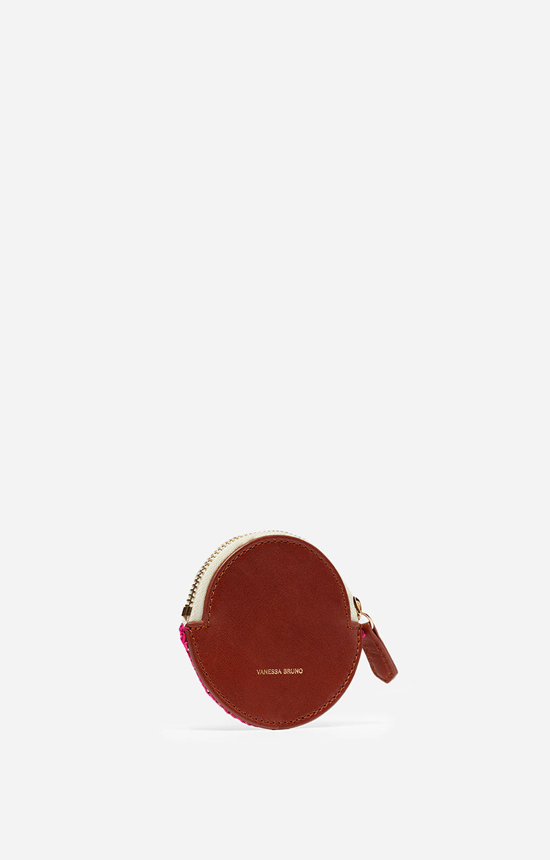 Small Raffia Coin Purse - Multicolour/Pink