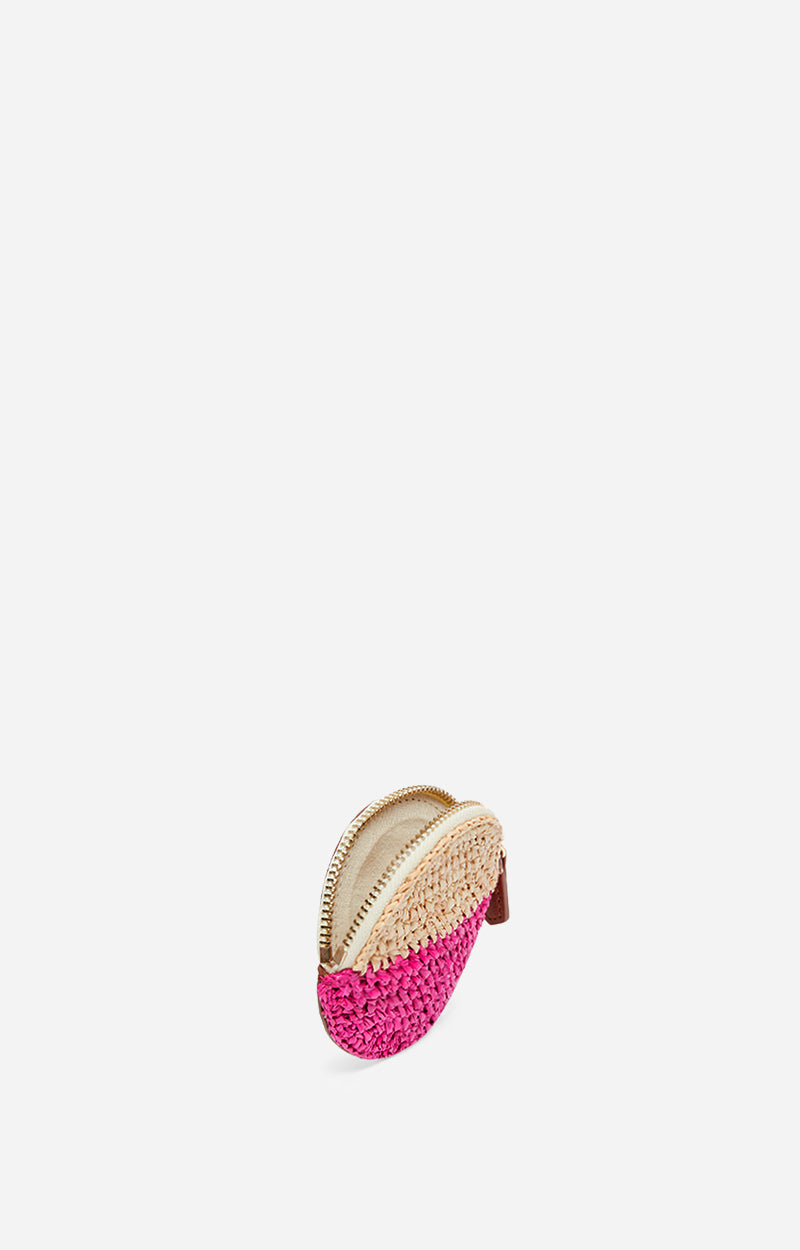 Small Raffia Coin Purse - Multicolour/Pink