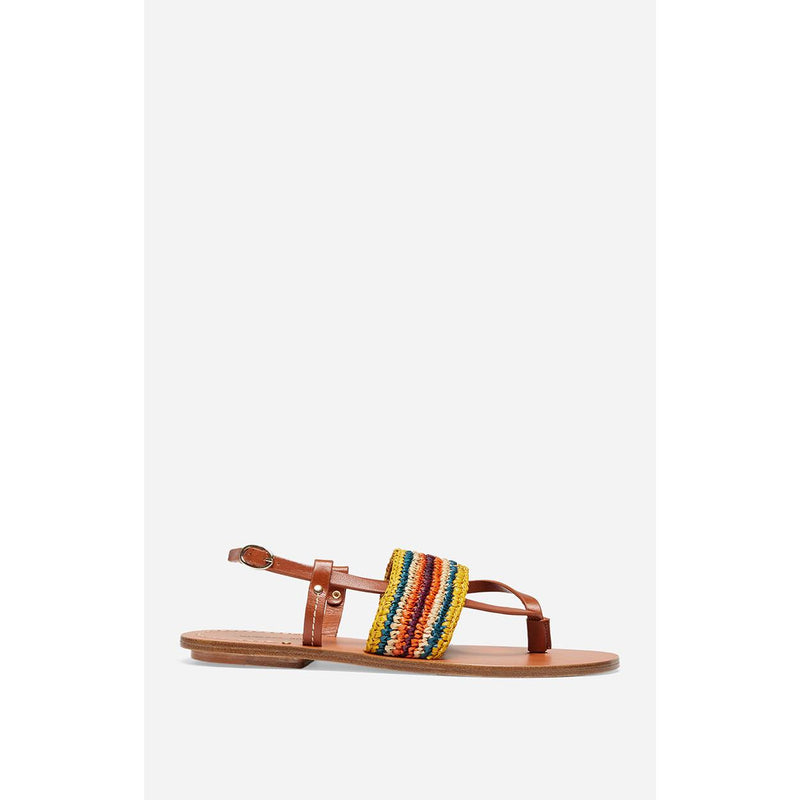 Vanessa Bruno - Sandales En Raphia & Cuir À Tannage Végétal - Multicolore