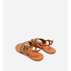 Raffia & Vegetable-Tanned Leather Flat Sandals - Multicolour