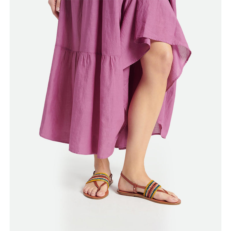 Vanessa Bruno - Sandales En Raphia & Cuir À Tannage Végétal - Multicolore