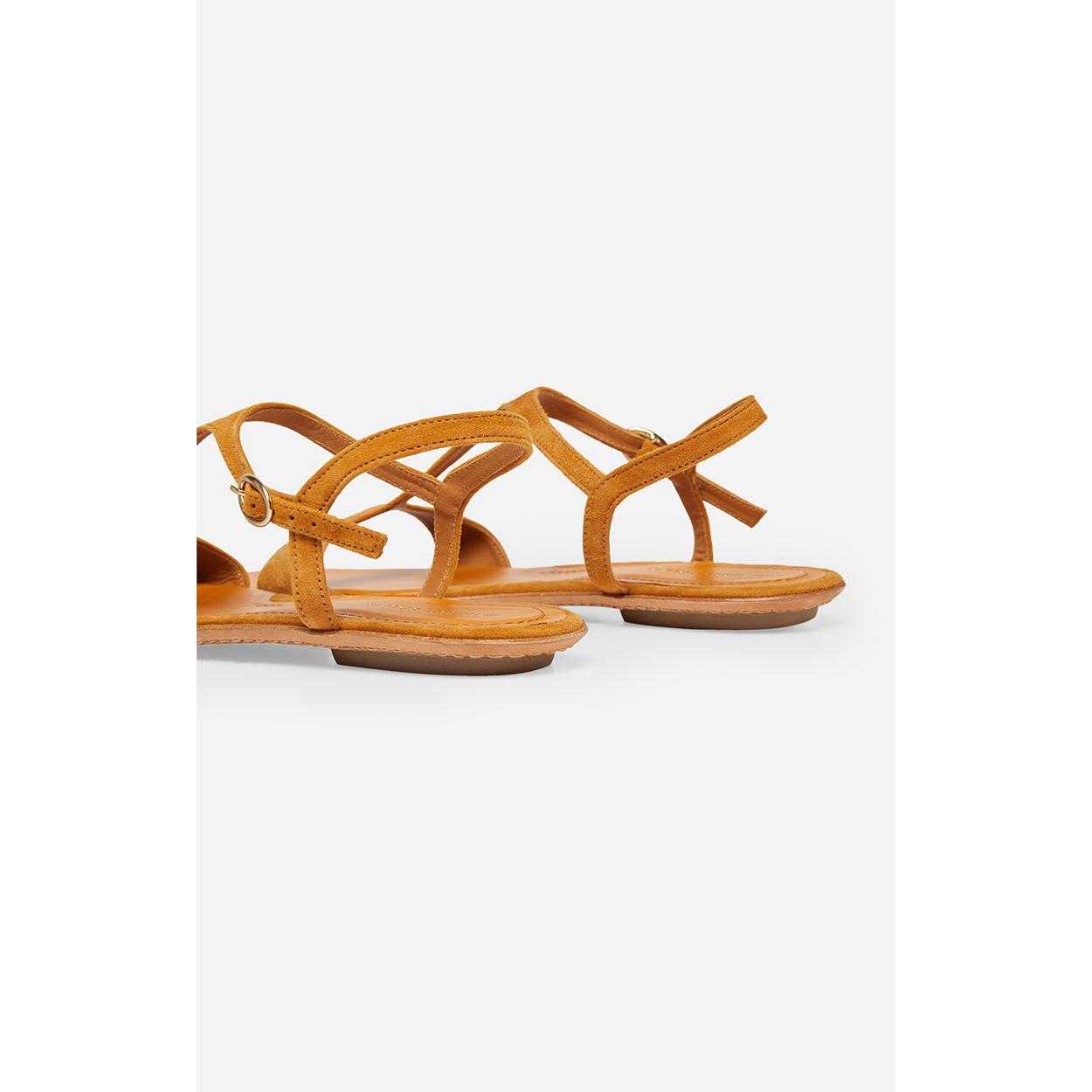 Sandales En Chèvre Velours - Caramel