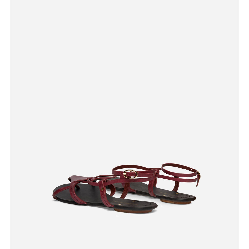 Vegetable-Tanned Leather Sandals - Raspberry