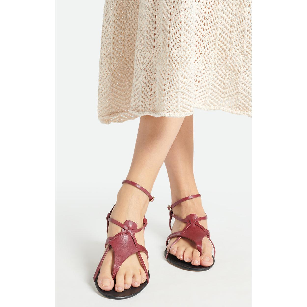 Vegetable-Tanned Leather Sandals - Raspberry