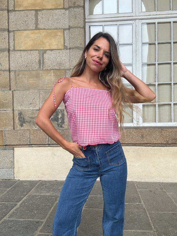Aimée red gingham top