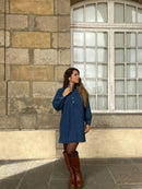 Robe En Jean Céleste À Manches Longues