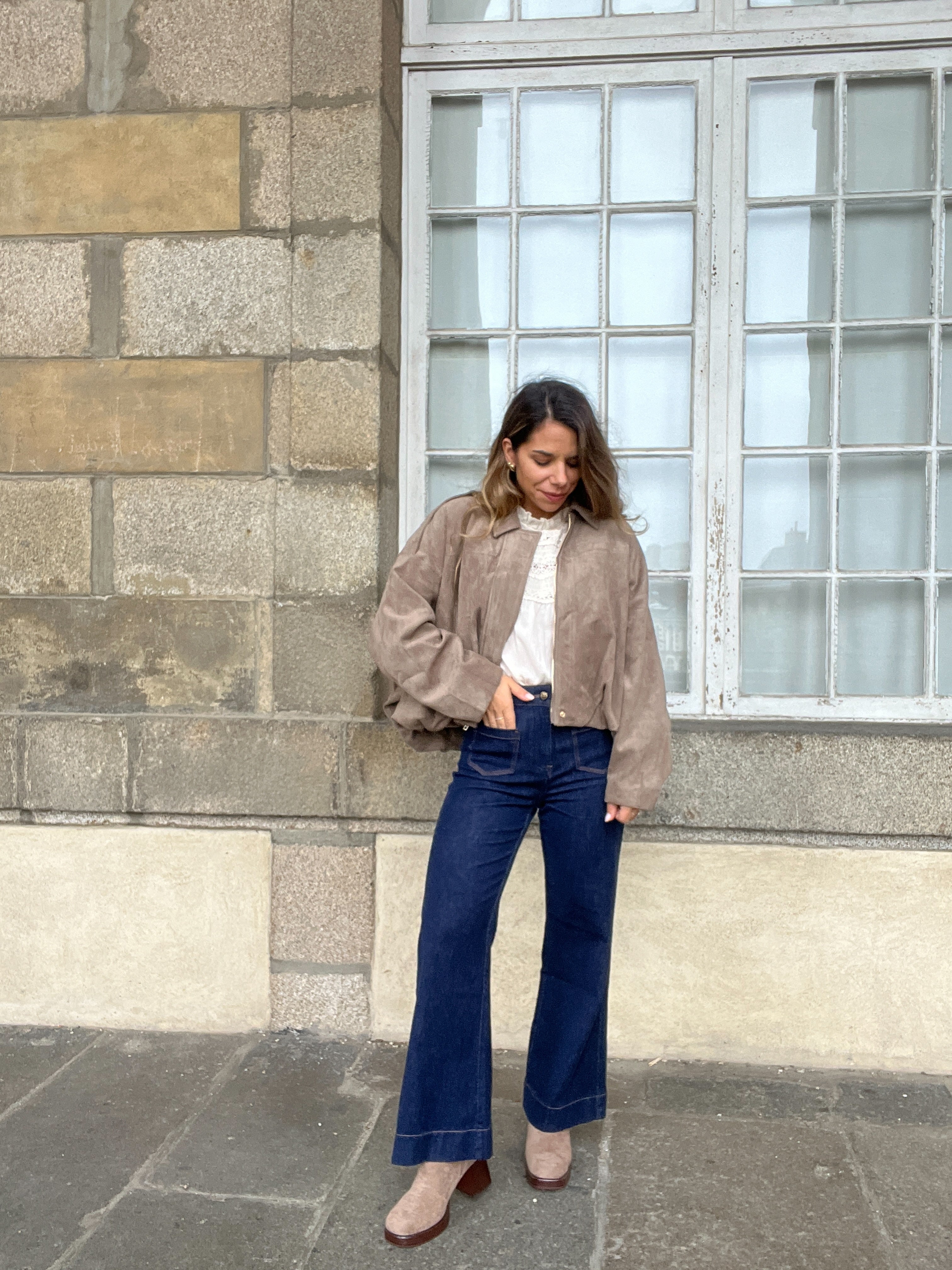 Léonie Taupe Suede Effect Jacket
