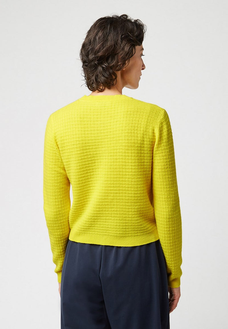 Cárdigan Botones Y Bolsillos - Amarillo - 100% Cashmere - Mujer