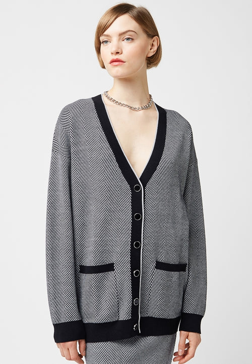 Cardigan Long Avec Poches - Noir - Femme