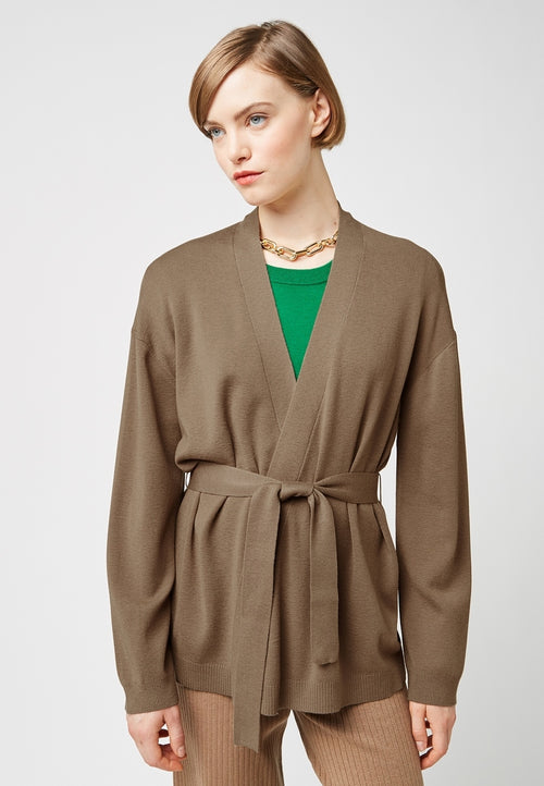 Chaleco con cinturón extraíble - Marrón Camel - Mujer