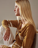 Cárdigan Rayas - Amarillo Mostaza - 100% Lana - Mujer