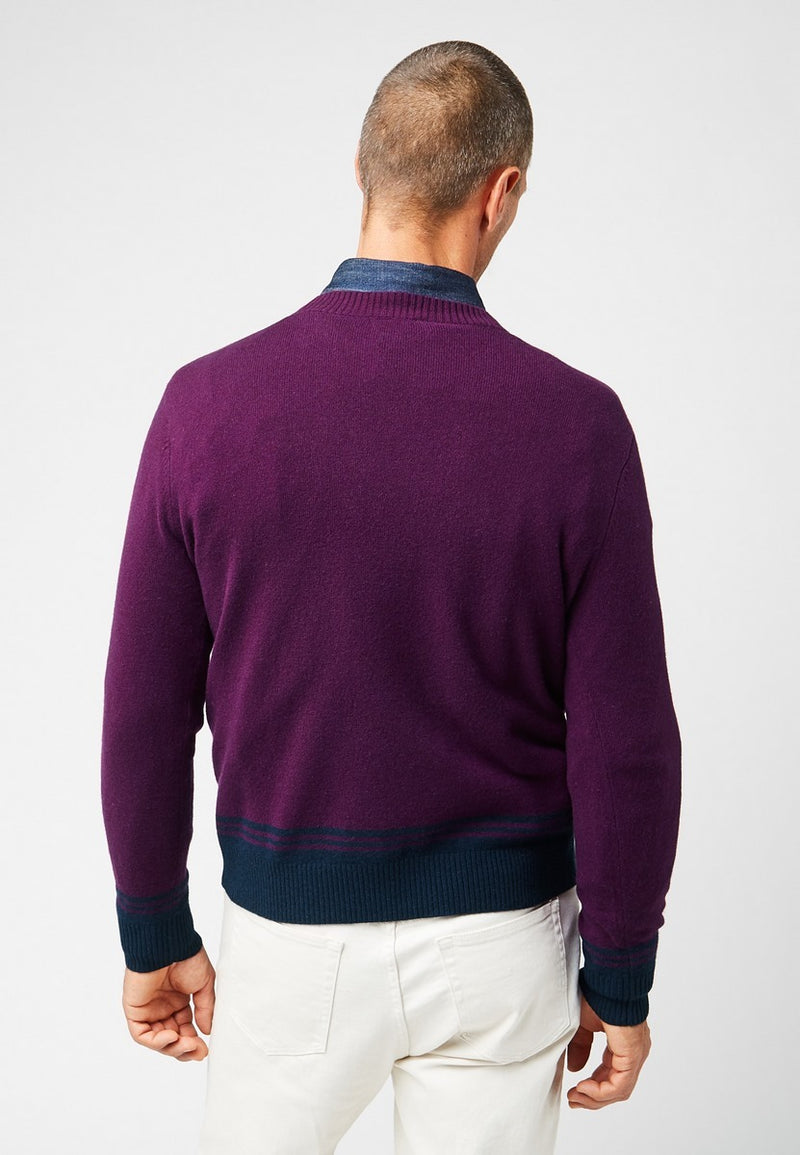 Pull Bicolore - Rouge Bordeaux - Homme