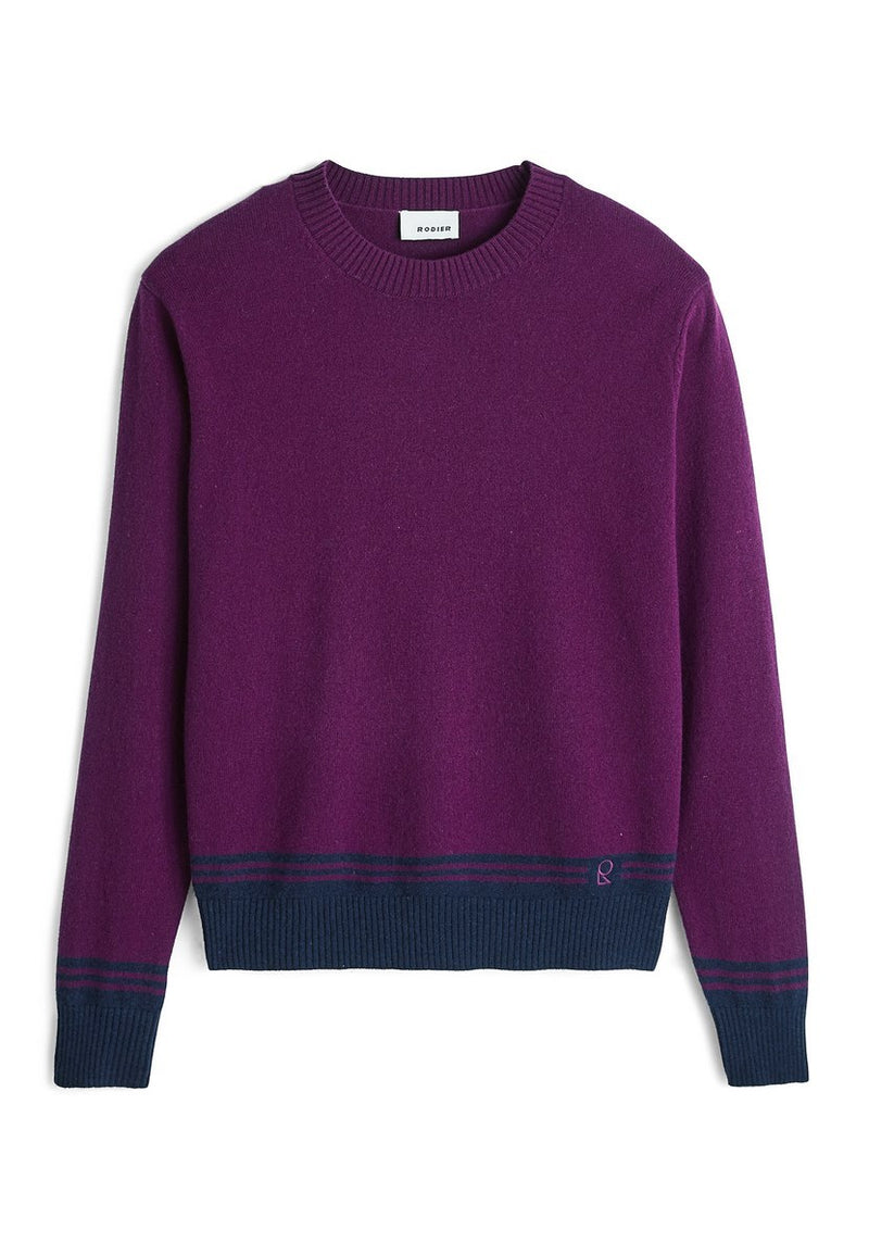 Pull Bicolore - Rouge Bordeaux - Homme