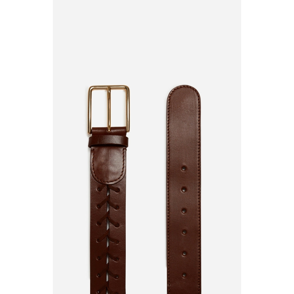 Ceinture 40mm en Cuir de Buffle et Cuir de Vachette Tresse - Marron