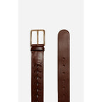 Ceinture 40mm en Cuir de Buffle et Cuir de Vachette Tresse - Marron