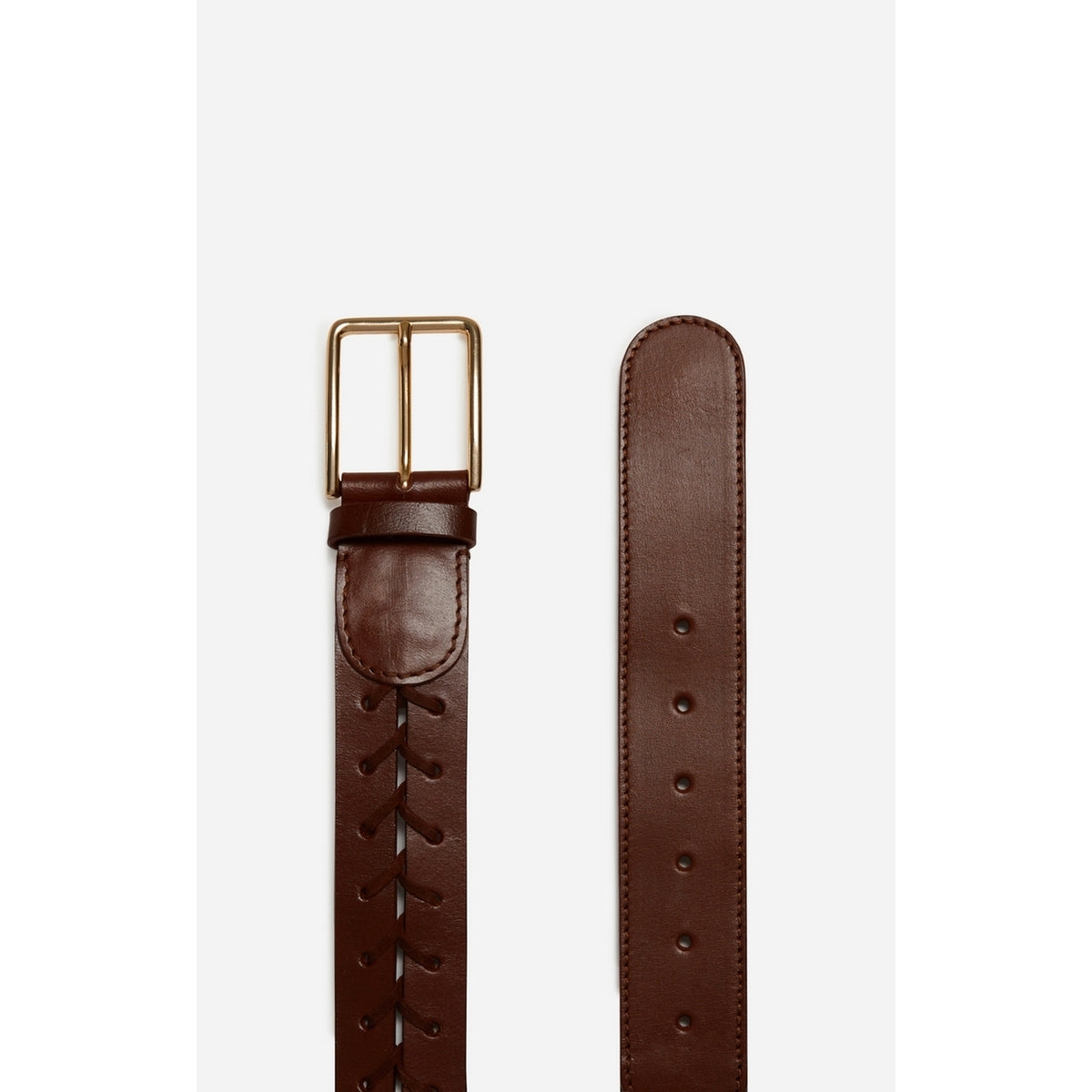 Ceinture 40mm en Cuir de Buffle et Cuir de Vachette Tresse - Marron