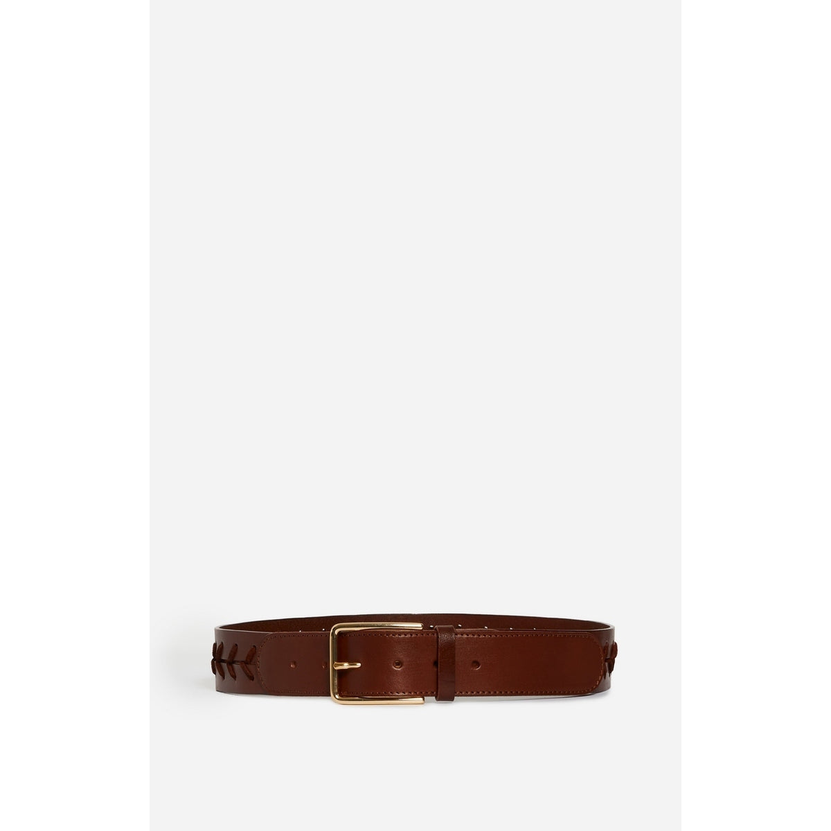 Ceinture 25mm en Cuir de Buffle et Cuir de Vachette Tresse - Marron