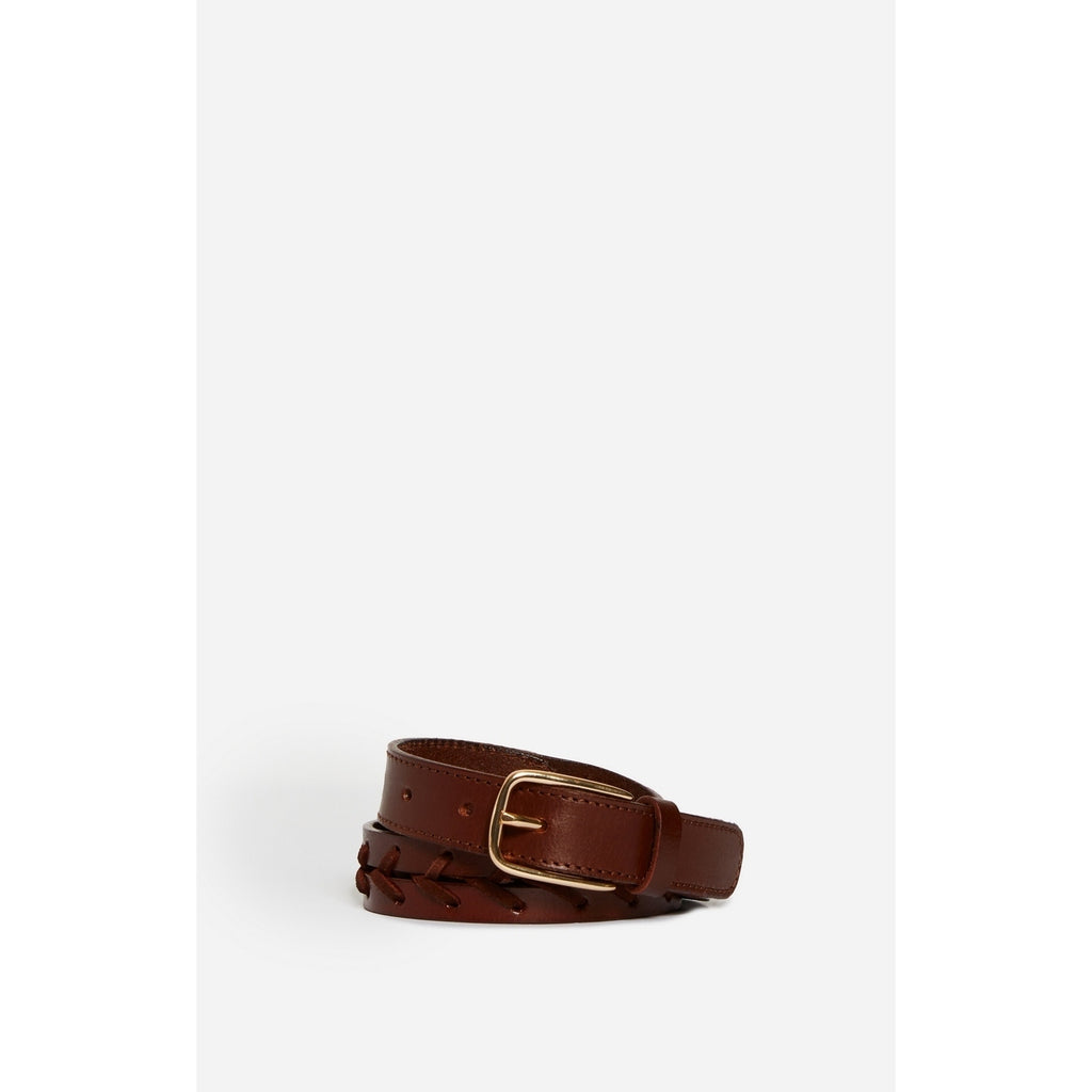 Ceinture 25mm en Cuir de Buffle et Cuir de Vachette Tresse - Marron
