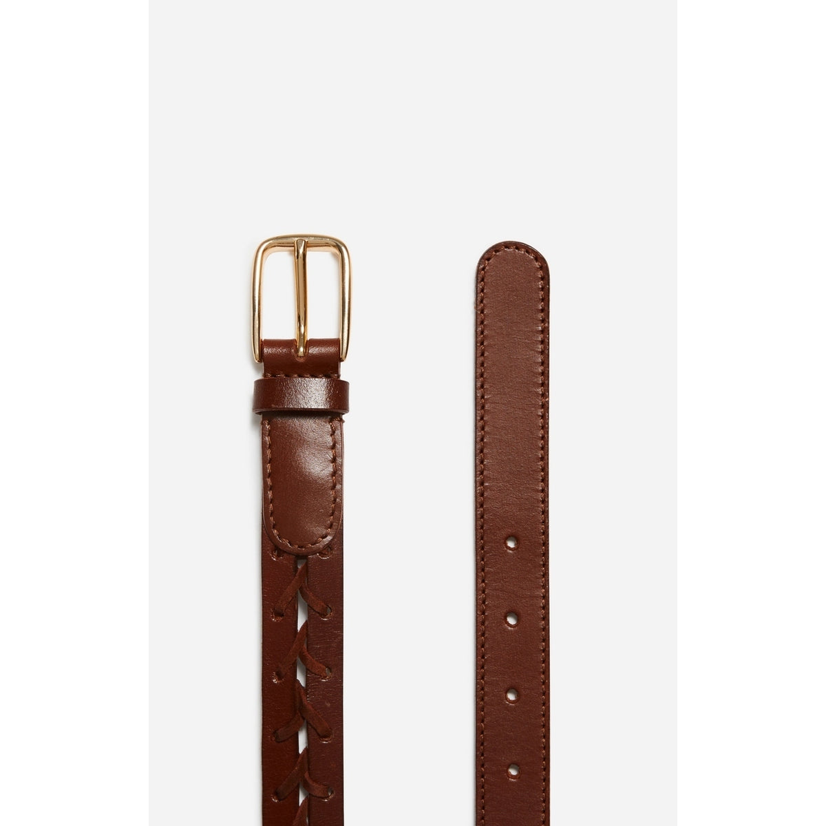 Ceinture 25mm en Cuir de Buffle et Cuir de Vachette Tresse - Marron