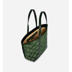 Large Quilted Velvet Tote - Green