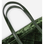 Large Quilted Velvet Tote - Green