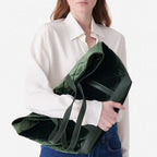 Large Quilted Velvet Tote - Green