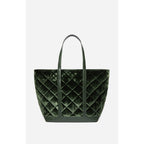 Large Quilted Velvet Tote - Green