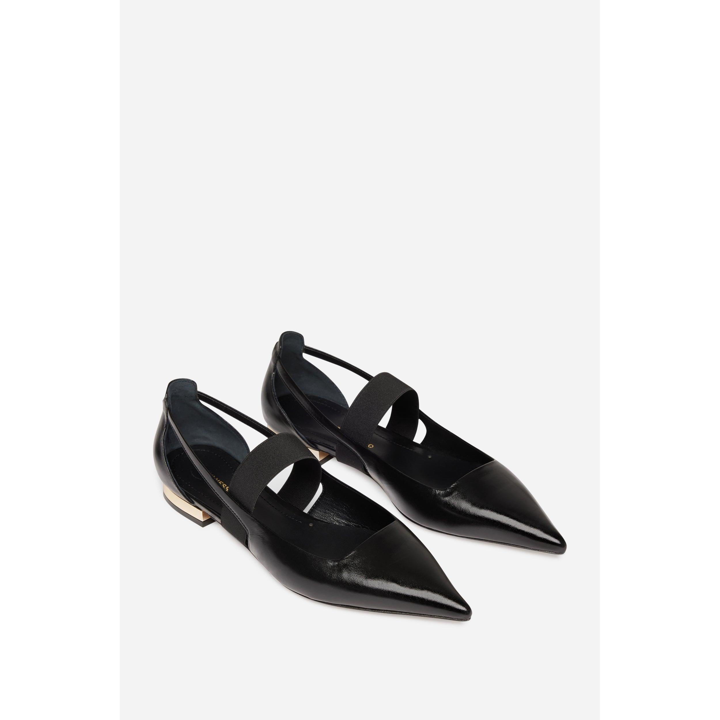 Ballerines En Cuir - Noir