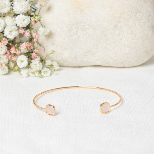 Pulsera "Rosy" Cuarzo rosa - Latón dorado