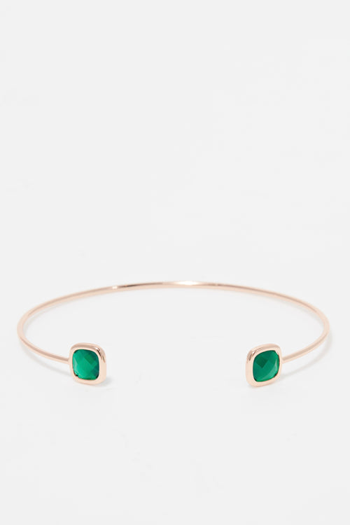 Pulsera Agathe Verde "Rosy" - Latón rosa