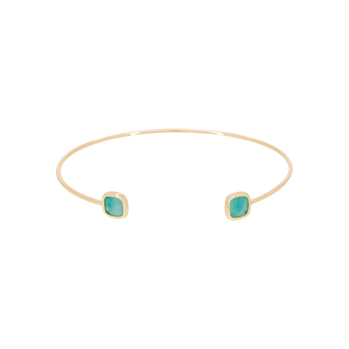 Amazonita verde "rosada" - Pulsera de latón dorado