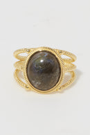 Bague Ajustable" Soledad" Labradorite - Laiton Doré