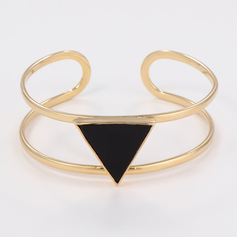 Tara" Black Onyx - Gold Brass Bracelet