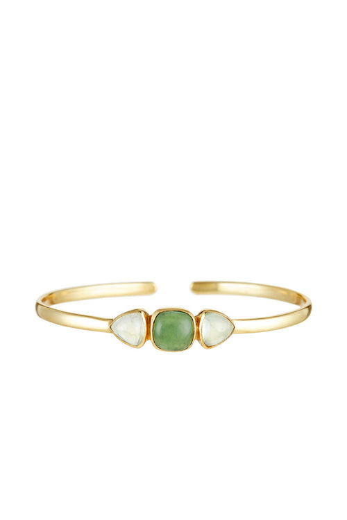 Bracelet "Tia" Green Chalcedony - Gold Brass