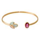 Pulsera "Roséna" Calcedonia blanca y rosa & Topacio azul - Latón dorado