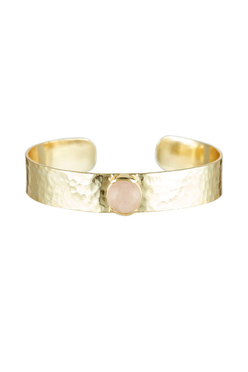 Bracelet "Caroline" Quartz Rose - Laiton Doré